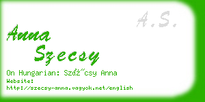 anna szecsy business card